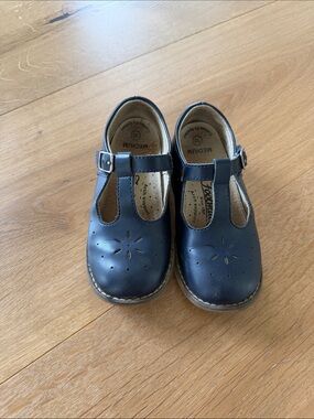 FootMates Navy T-Strap Leather Kids Dress Shoes
